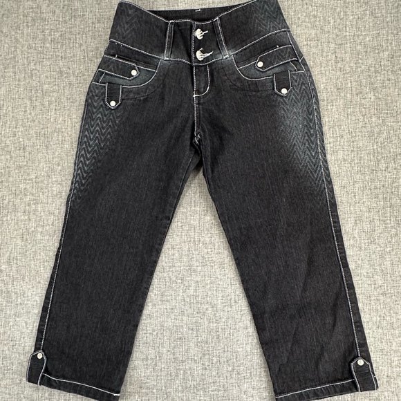 Posesion Butt Lifting Capri Jeans Colombian USA Size 1 Black MSRP $55 - Picture 1 of 16